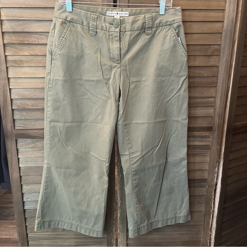 Tommy Hilfiger Olive Cropped Low-Rise Pants